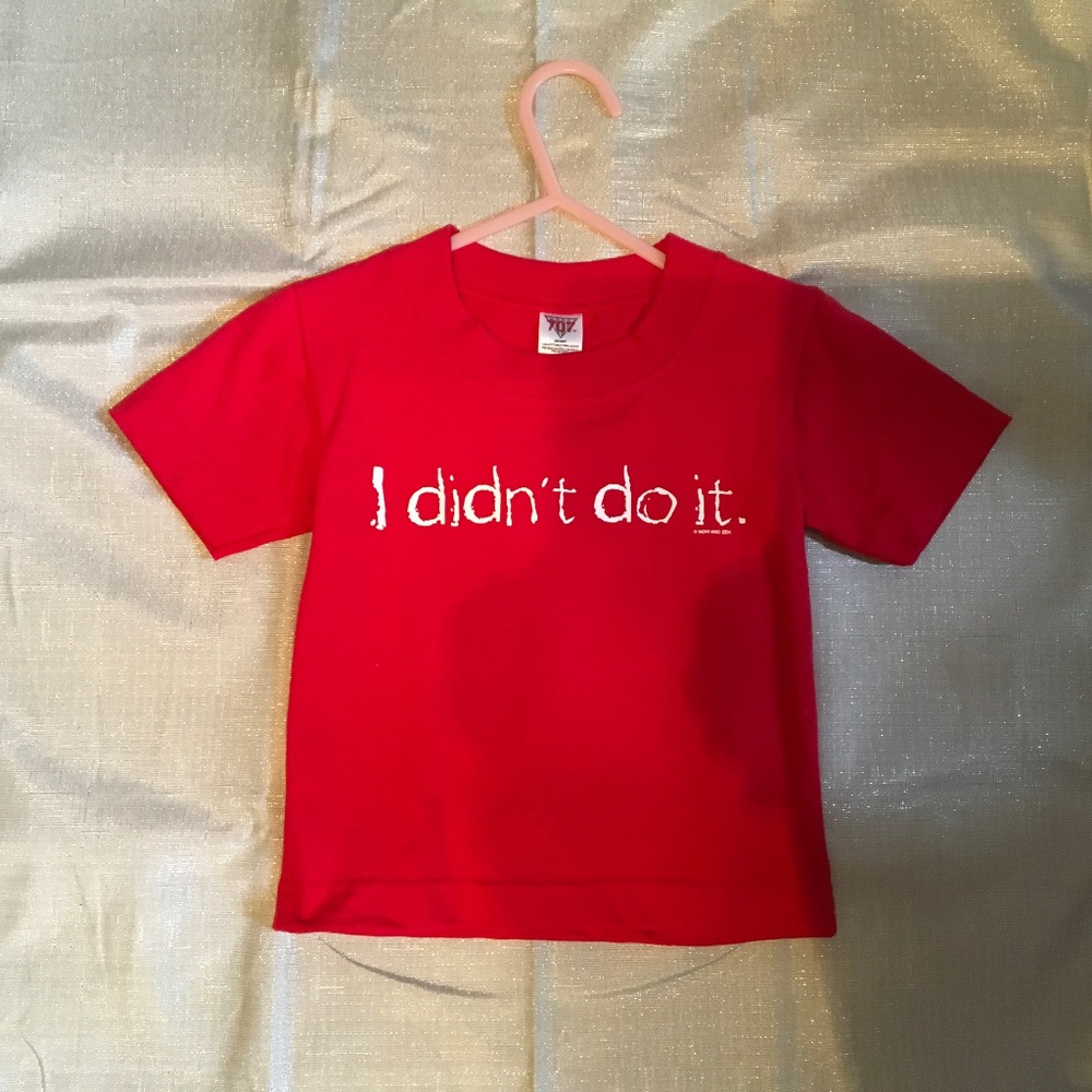 Toddler red “I Didn’t Do It” T-shirt brand new size 18m